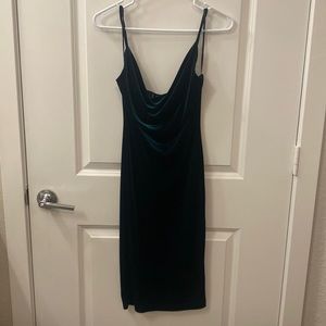 Lulus Velvet Green Cowl Neck Dress